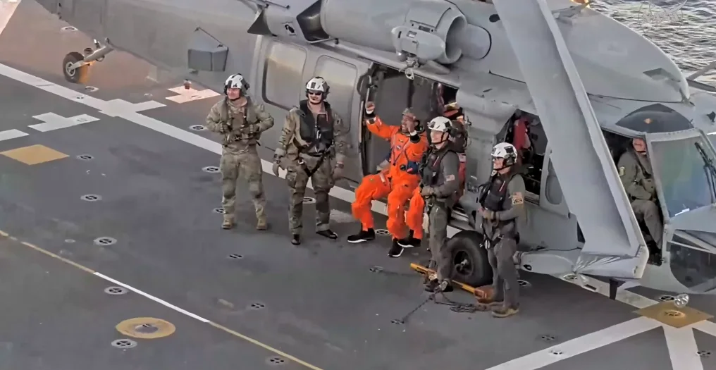Nasa Astronauts on ship after landing from moon